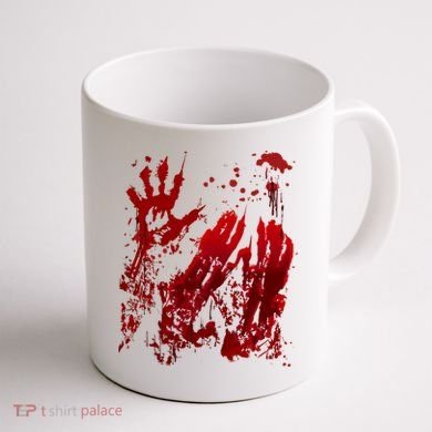 Bloody Handprint Red Hands Blood Splatter Zombie Outbreak Coffee Mug back