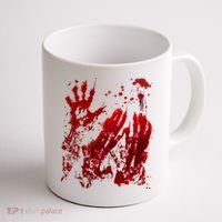 Bloody Handprint Red Hands Blood Splatter Zombie Outbreak Coffee Mug thumb 1