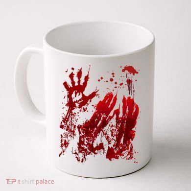 Bloody Handprint Red Hands Blood Splatter Zombie Outbreak Coffee Mug