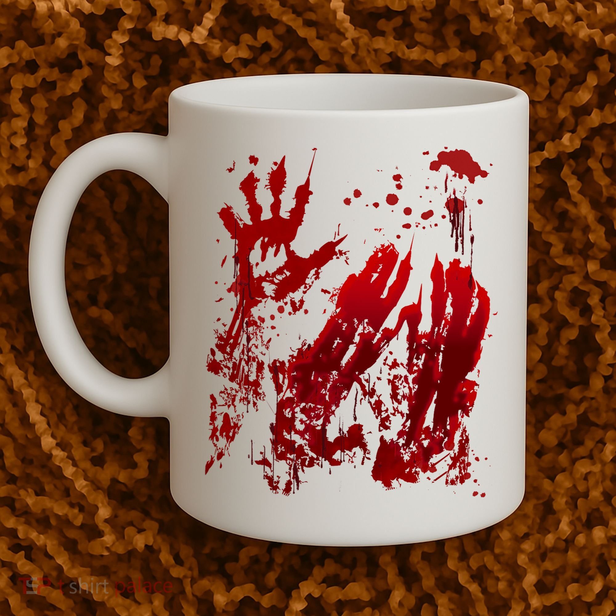 Bloody Handprint Red Hands Blood Splatter Zombie Outbreak Coffee Mug