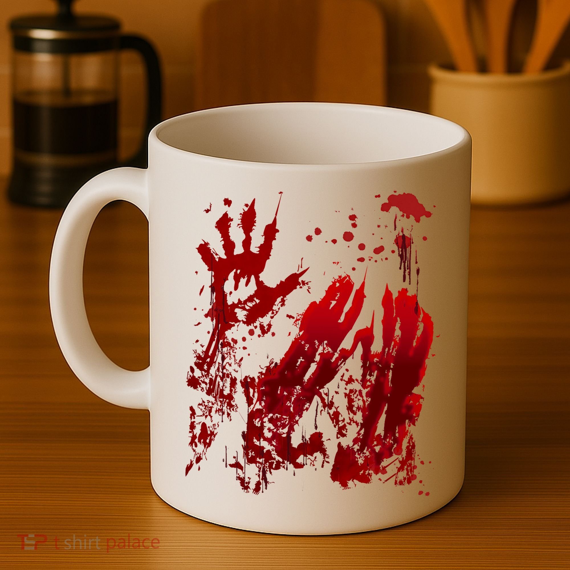 Bloody Handprint Red Hands Blood Splatter Zombie Outbreak Coffee Mug