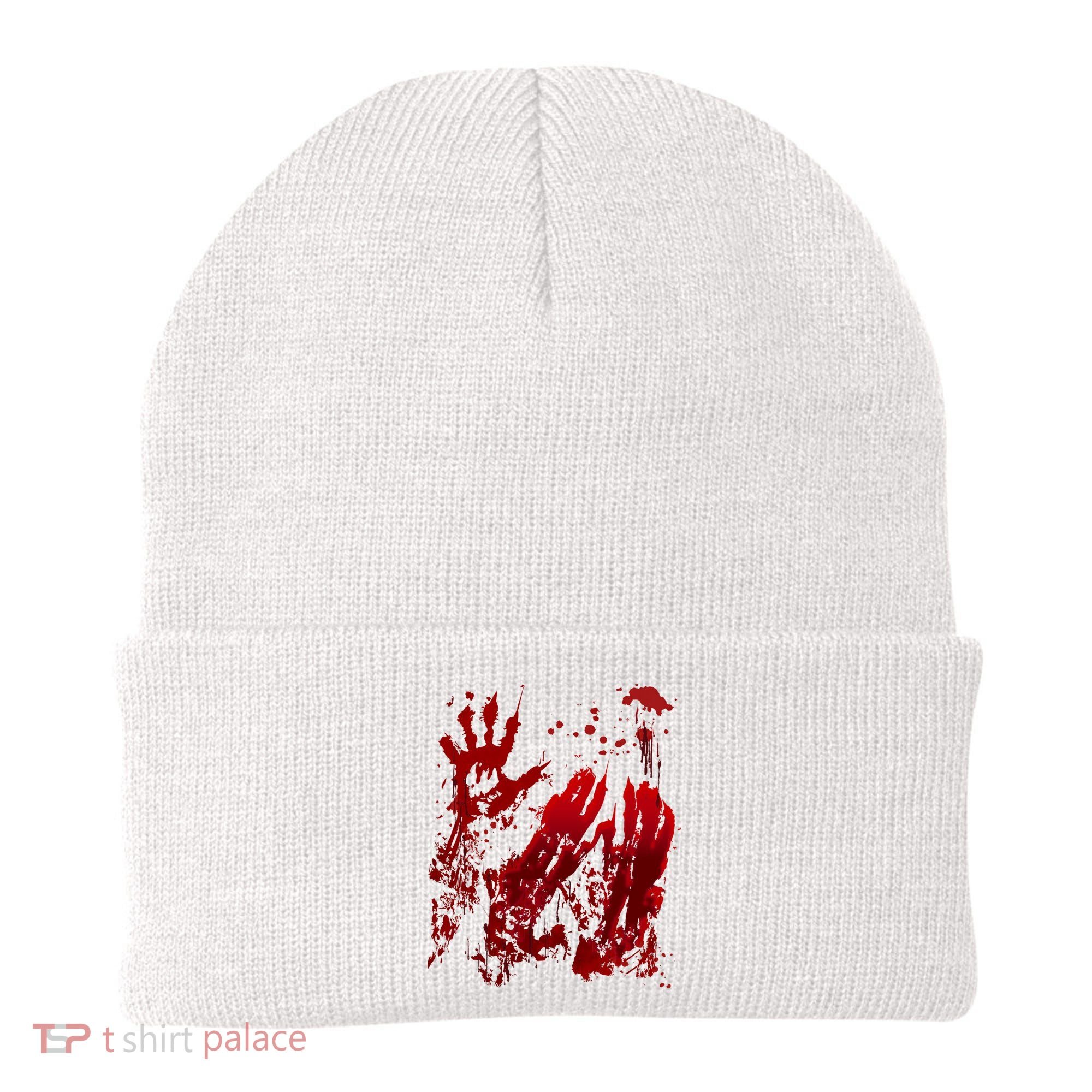 Bloody Handprint Red Hands Blood Splatter Zombie Outbreak Beanie