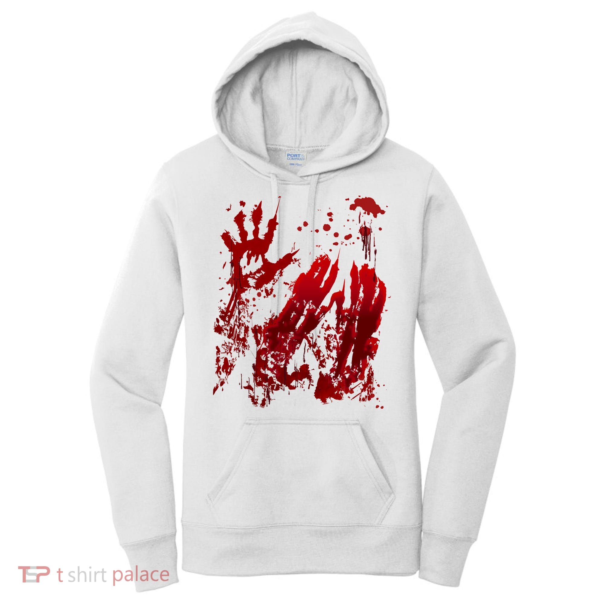 Bloody Handprint Red Hands Blood Splatter Zombie Outbreak Women's Hoodie