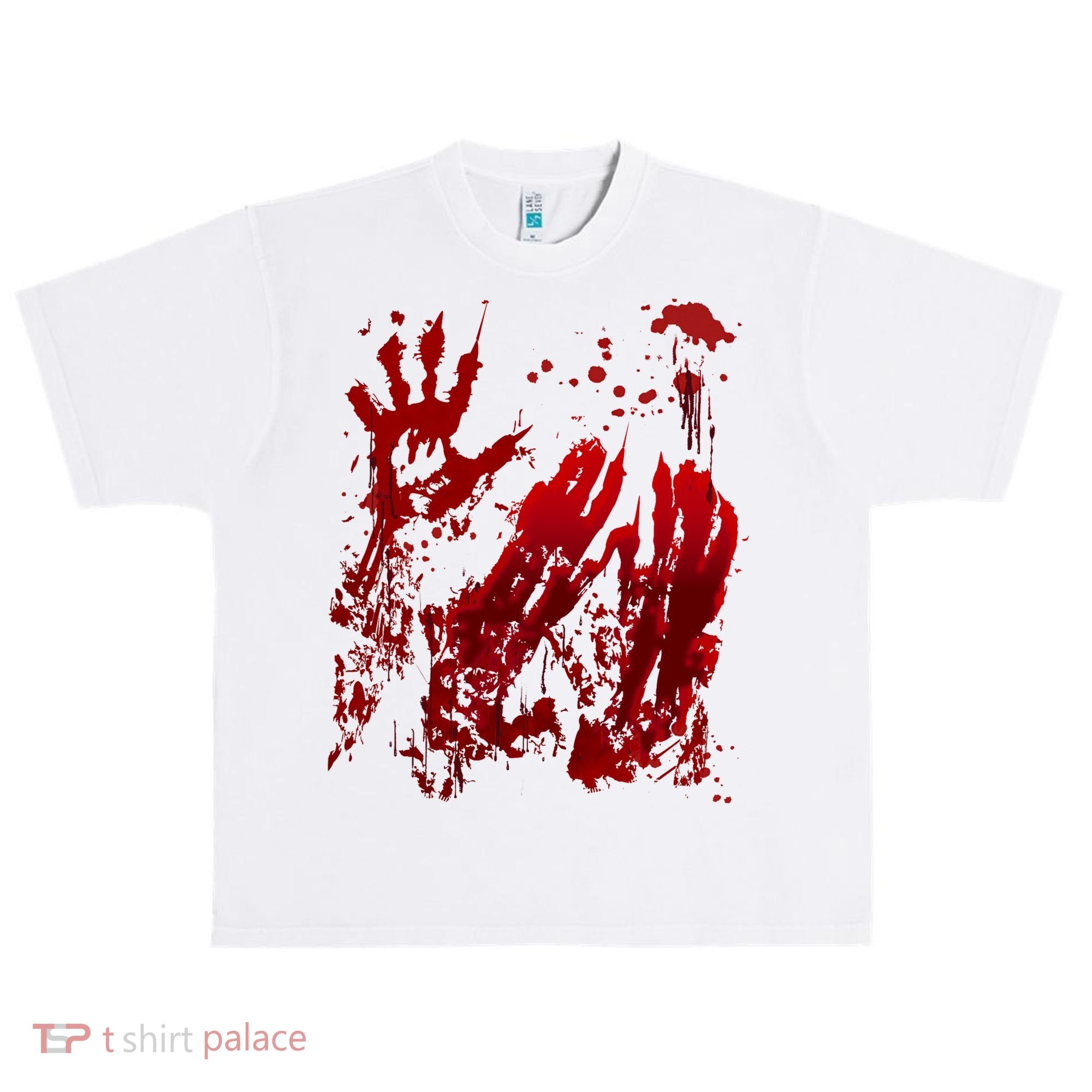 Bloody Handprint Red Hands Blood Splatter Zombie Outbreak Urban Oversized Heavyweight T-Shirt
