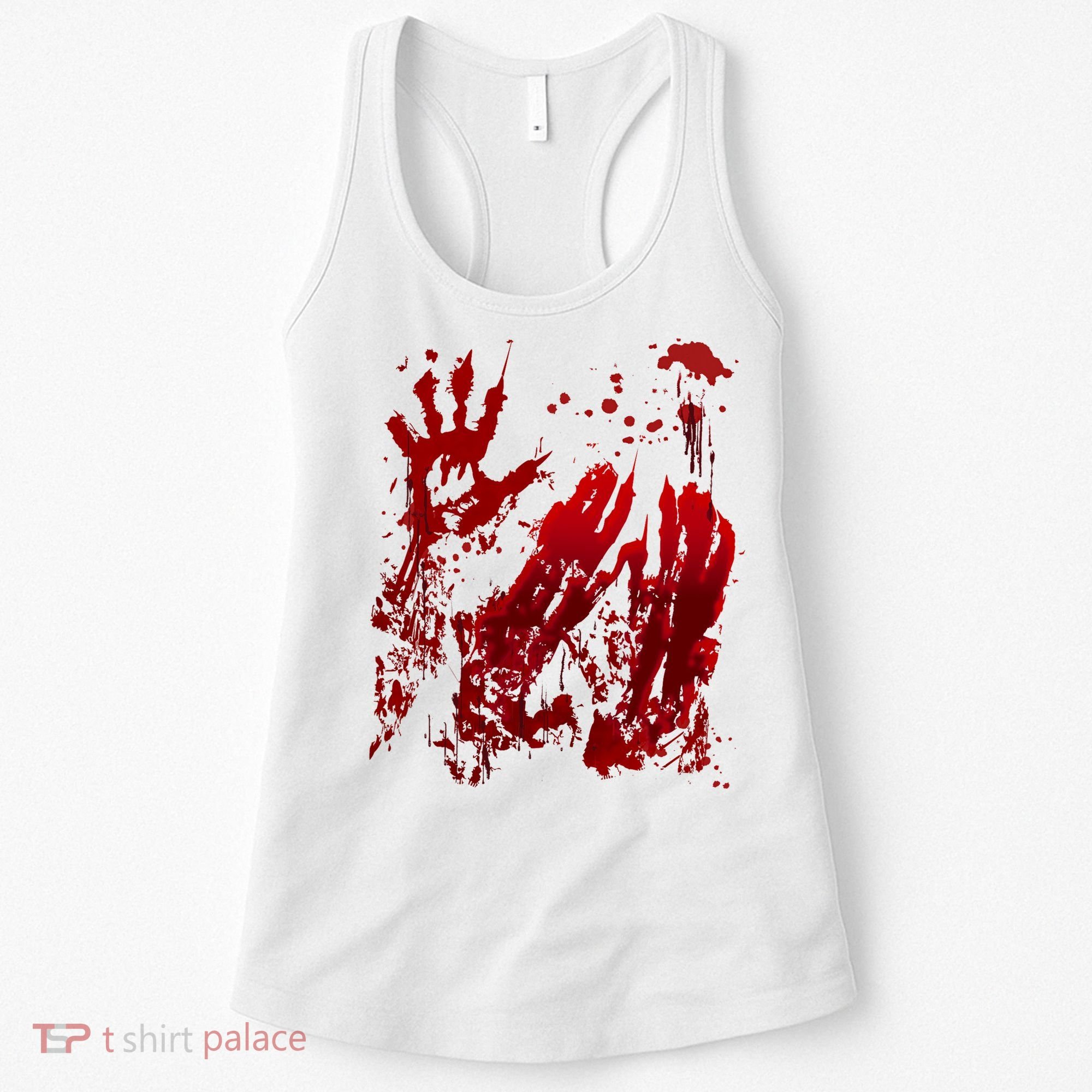 Bloody Handprint Red Hands Blood Splatter Zombie Outbreak Women's Tank Top