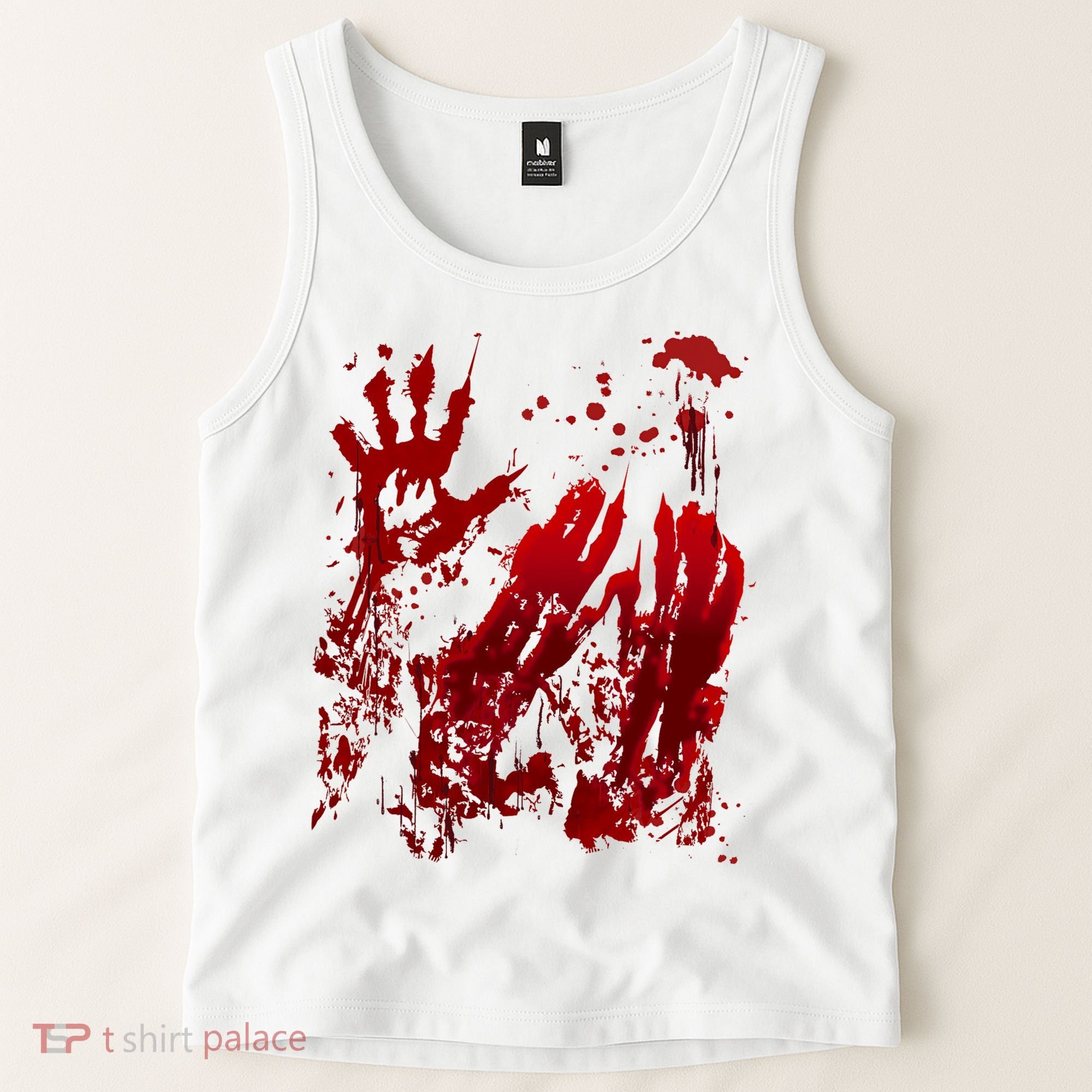 Bloody Handprint Red Hands Blood Splatter Zombie Outbreak Tank Top
