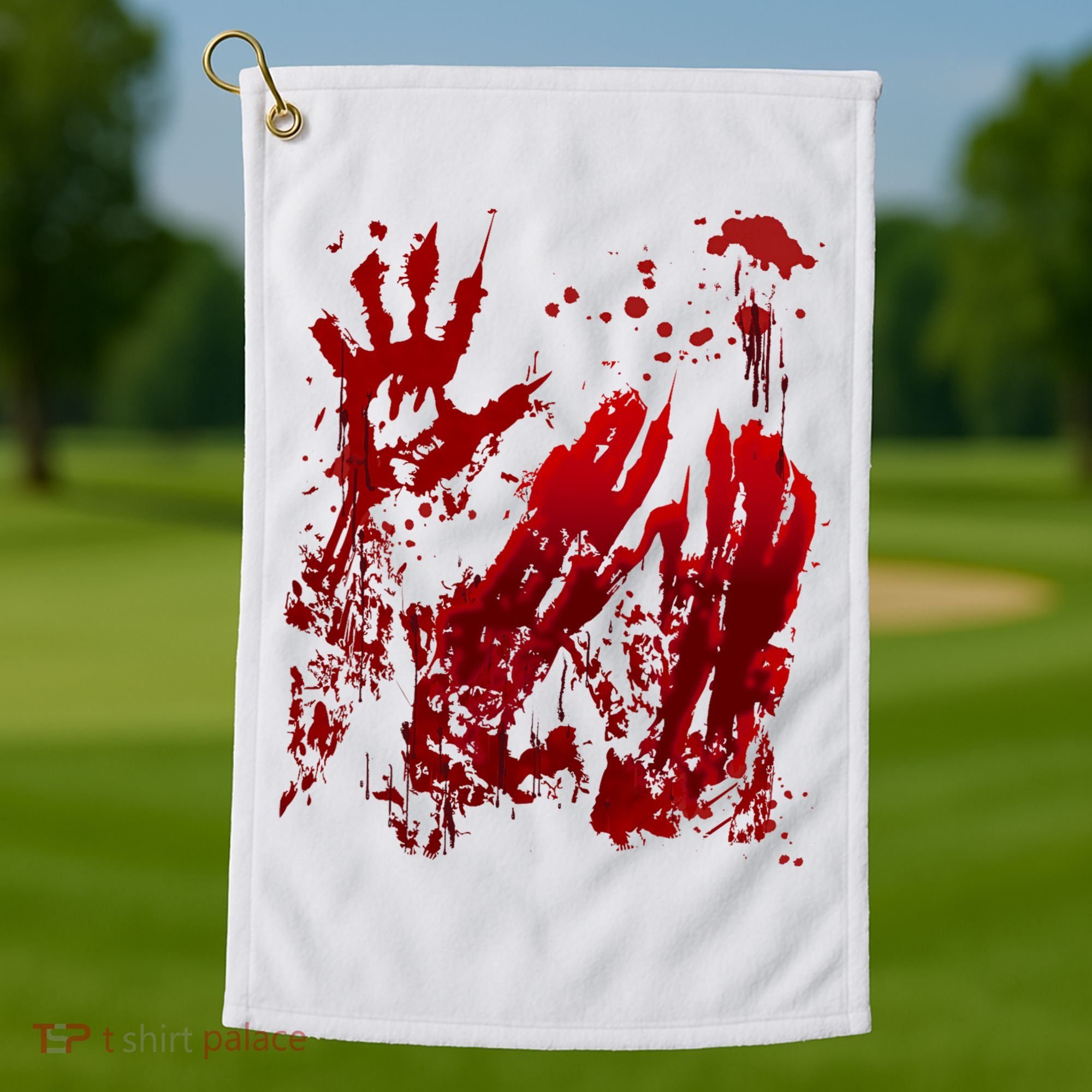 Bloody Handprint Red Hands Blood Splatter Zombie Outbreak Golf Towel