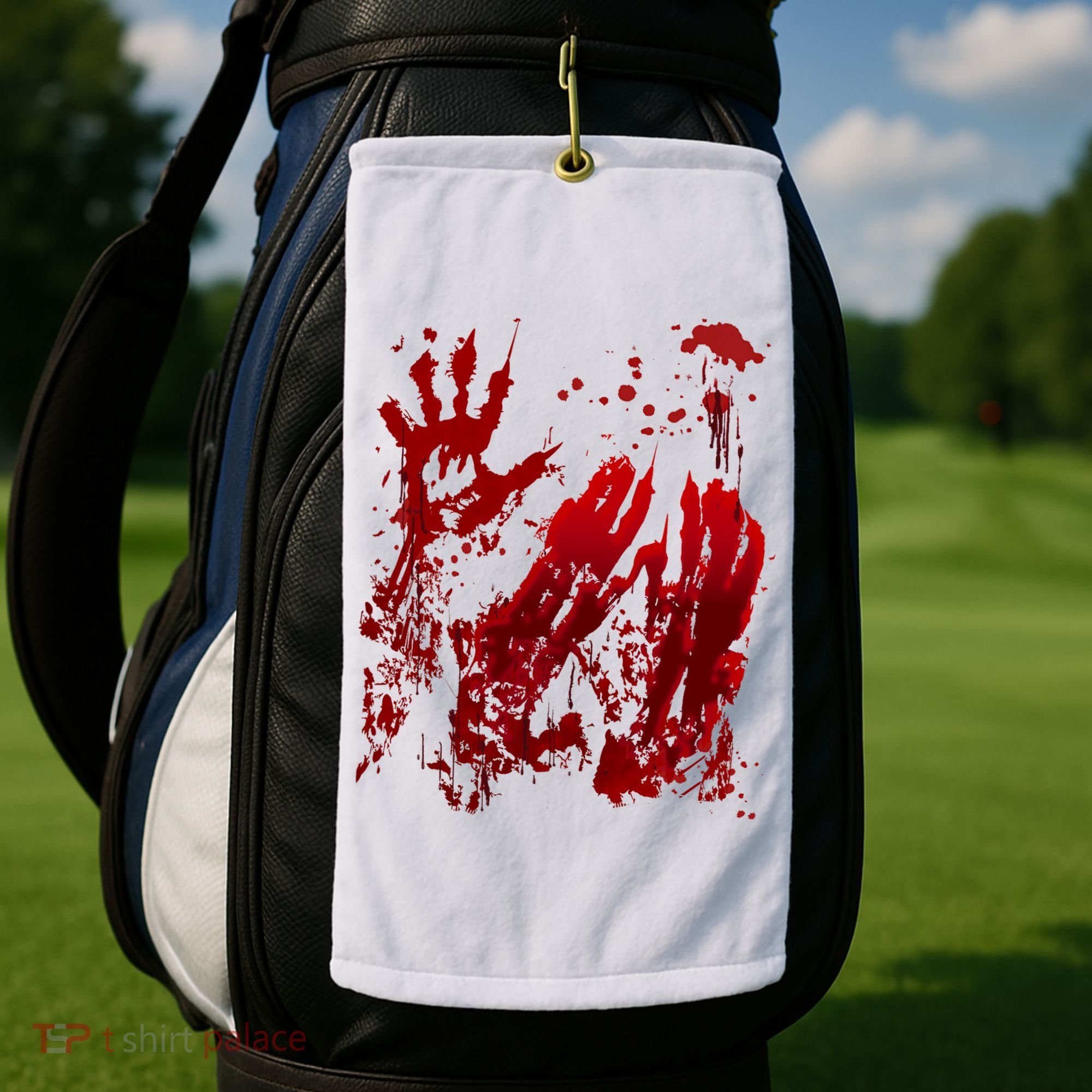 Bloody Handprint Red Hands Blood Splatter Zombie Outbreak Golf Towel