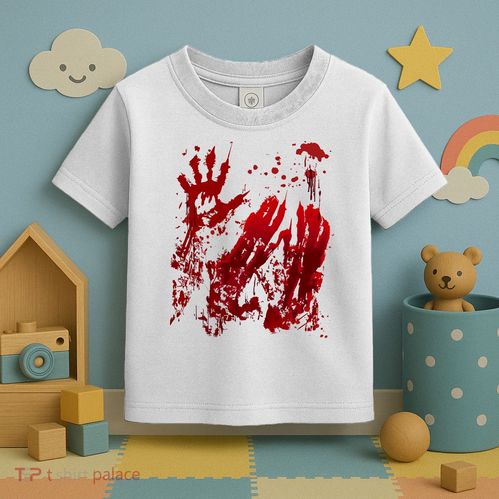 Bloody Handprint Red Hands Blood Splatter Zombie Outbreak Toddler T-Shirt