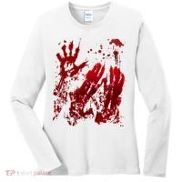 Bloody Handprint Red Hands Blood Splatter Zombie Outbreak Women's Long Sleeve Shirt thumb 0
