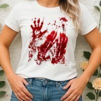 Bloody Handprint Red Hands Blood Splatter Zombie Outbreak Women's T-Shirt thumb 2