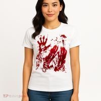 Bloody Handprint Red Hands Blood Splatter Zombie Outbreak Women's T-Shirt thumb 4