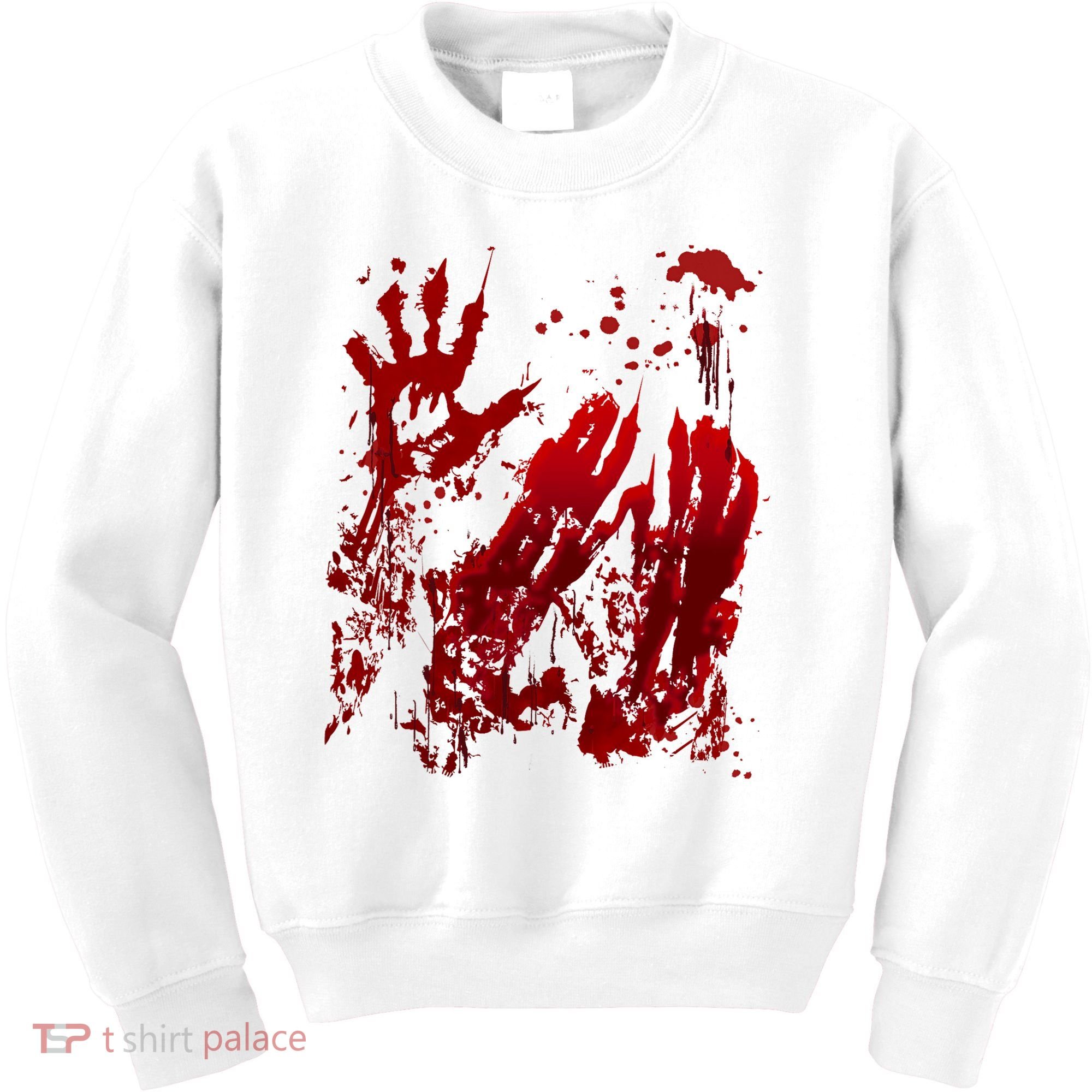Bloody Handprint Red Hands Blood Splatter Zombie Outbreak Kids Sweatshirt