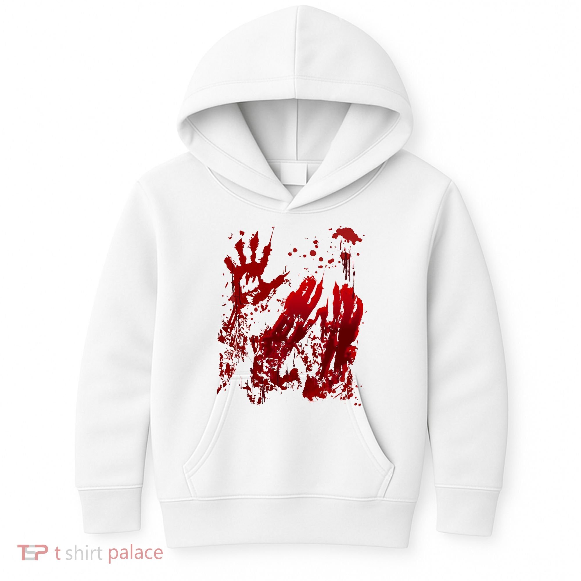 Bloody Handprint Red Hands Blood Splatter Zombie Outbreak Kids Hoodie