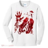 Bloody Handprint Red Hands Blood Splatter Zombie Outbreak Kids Long Sleeve Shirt thumb 0