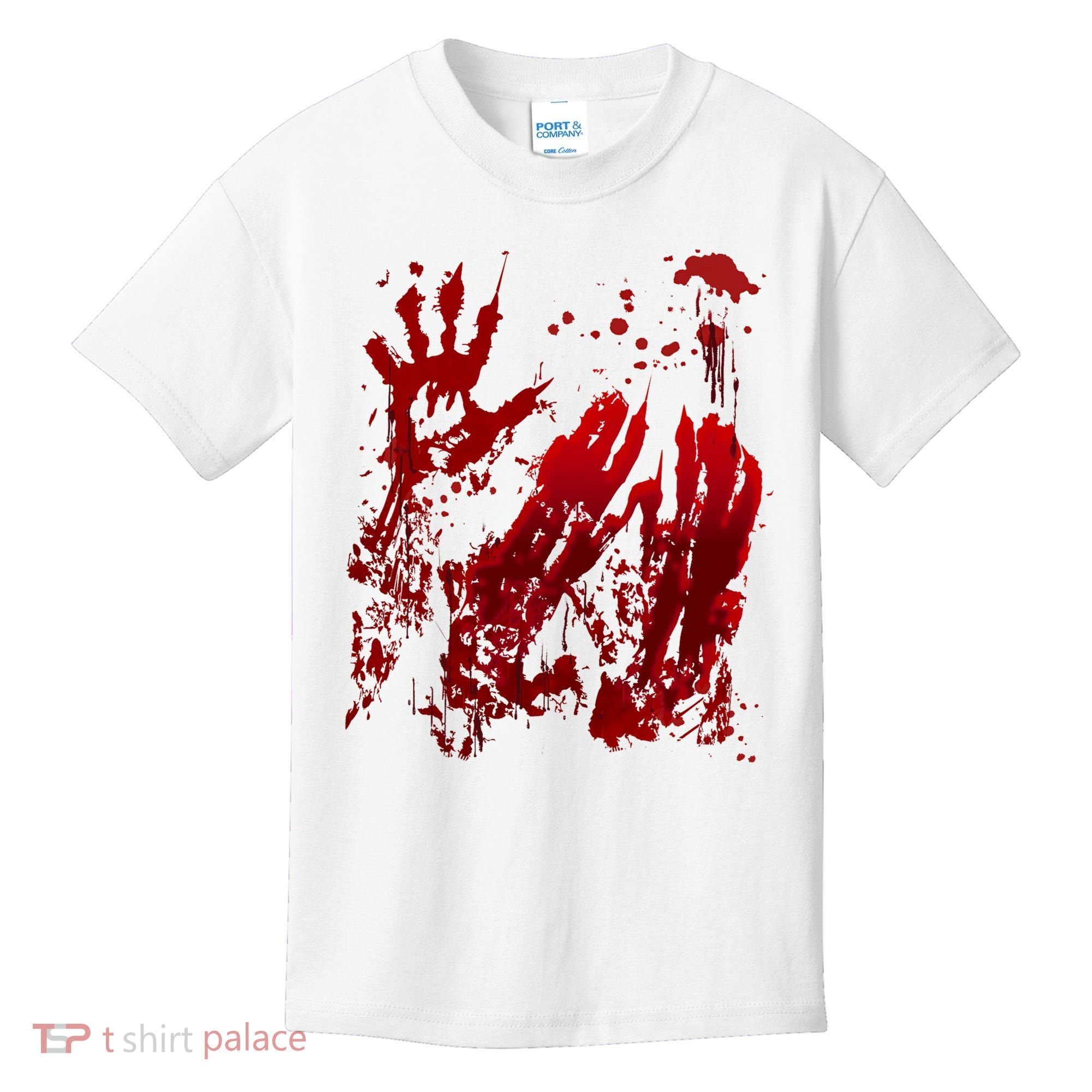 Bloody Handprint Red Hands Blood Splatter Zombie Outbreak Kids T-Shirt