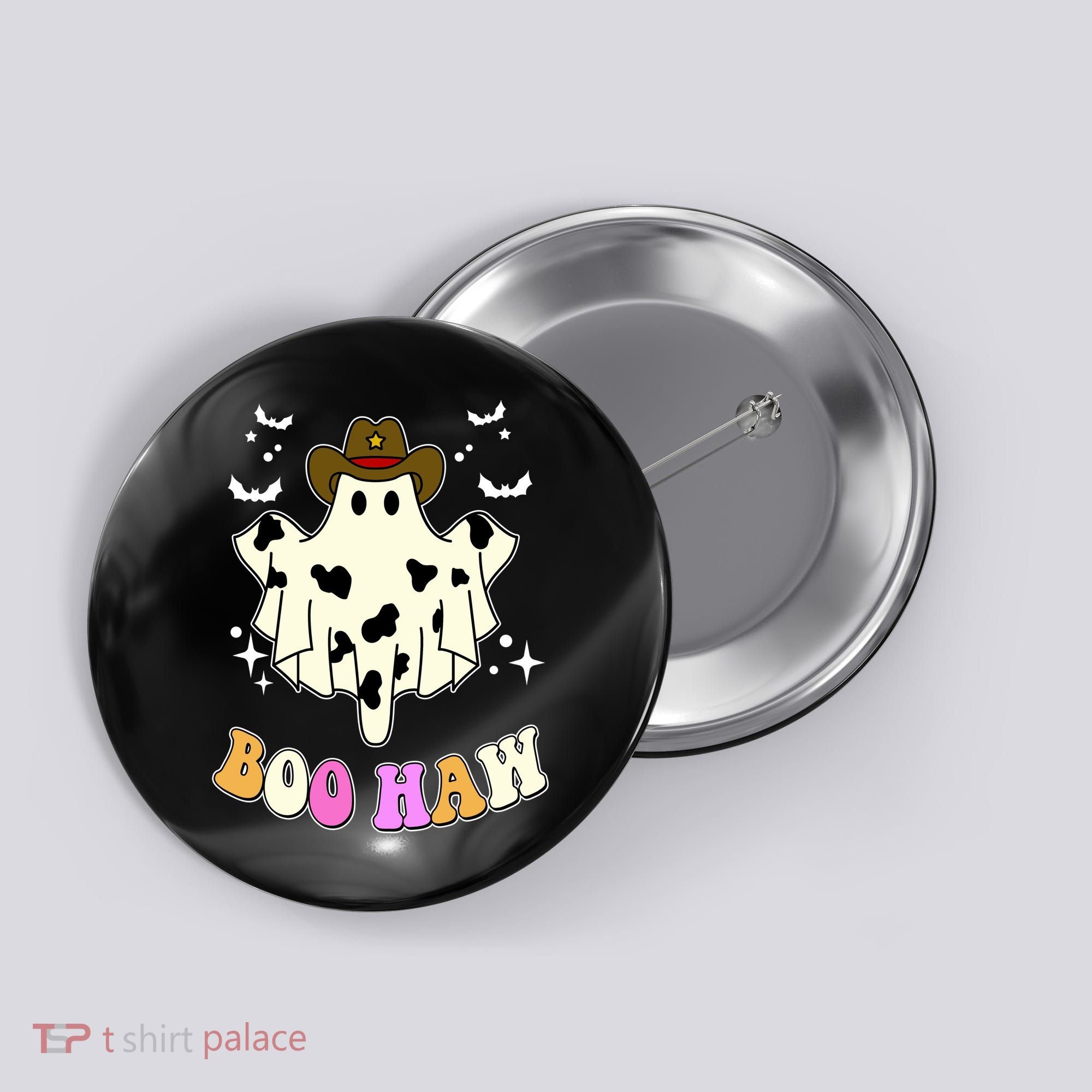 Boo Haw Retro Western Halloween Button