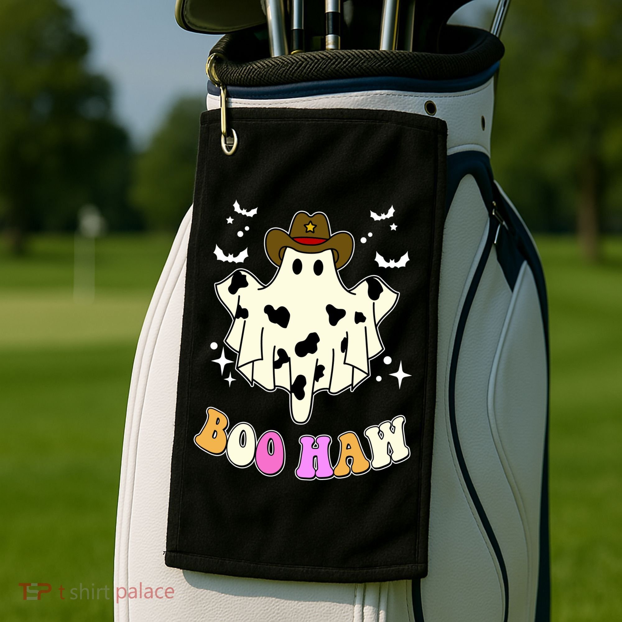 Boo Haw Retro Western Halloween Golf Towel