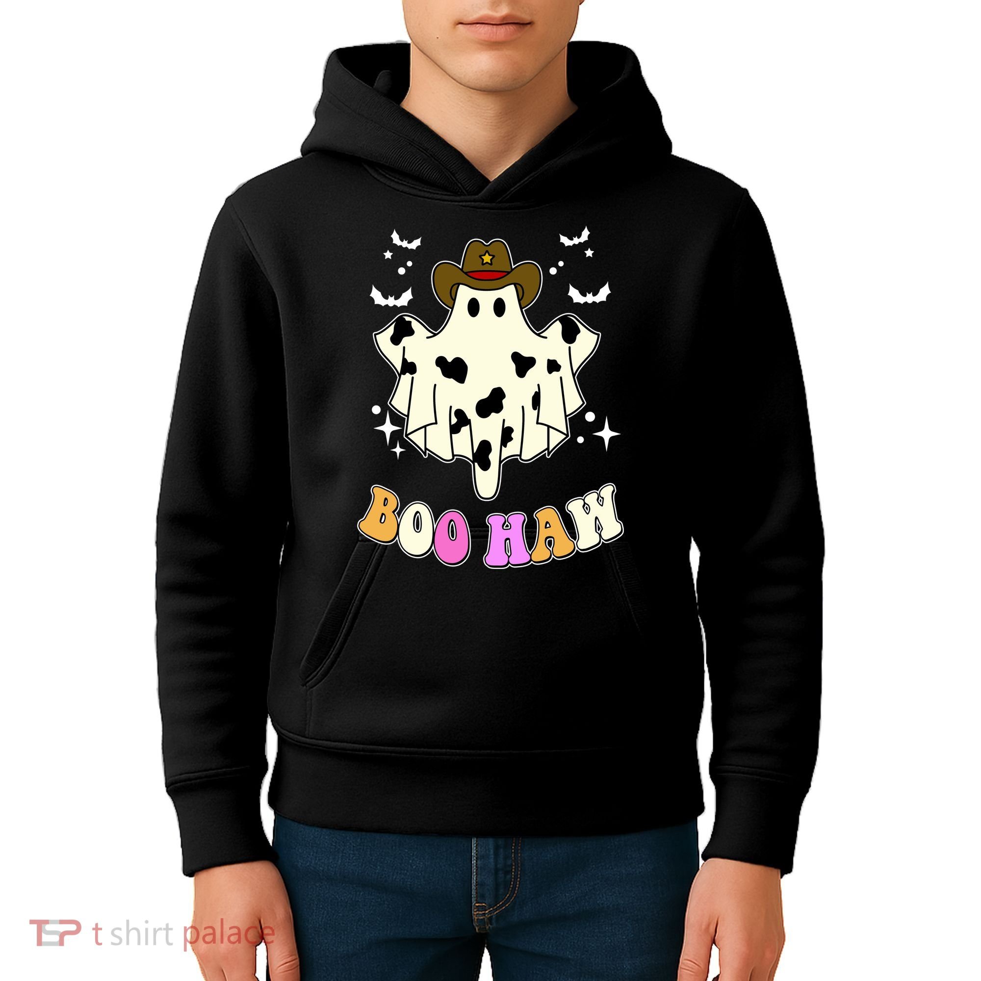 Boo Haw Retro Western Halloween Kids Hoodie