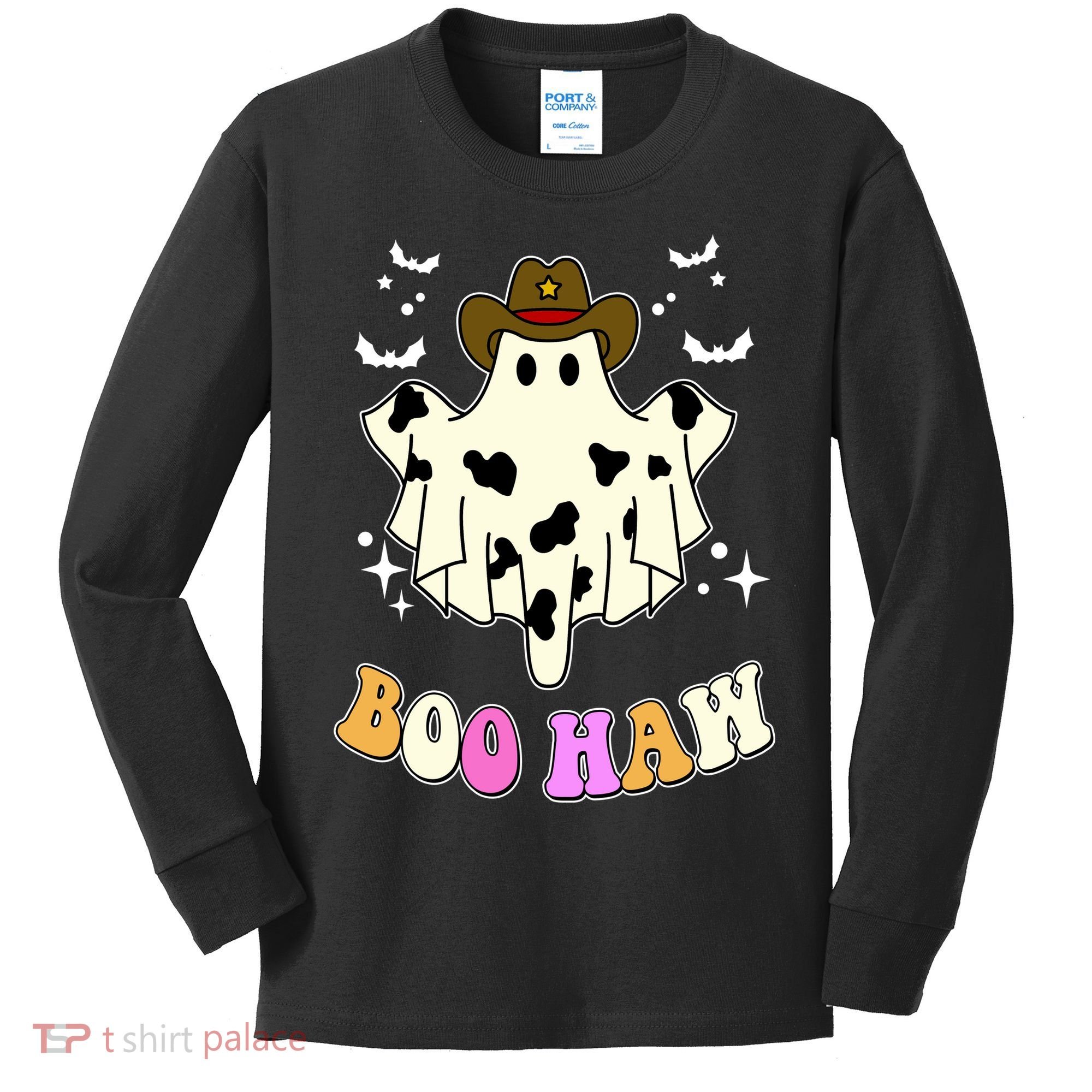 Boo Haw Retro Western Halloween Kids Long Sleeve Shirt