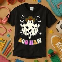Boo Haw Retro Western Halloween Kids T-Shirt thumb 3