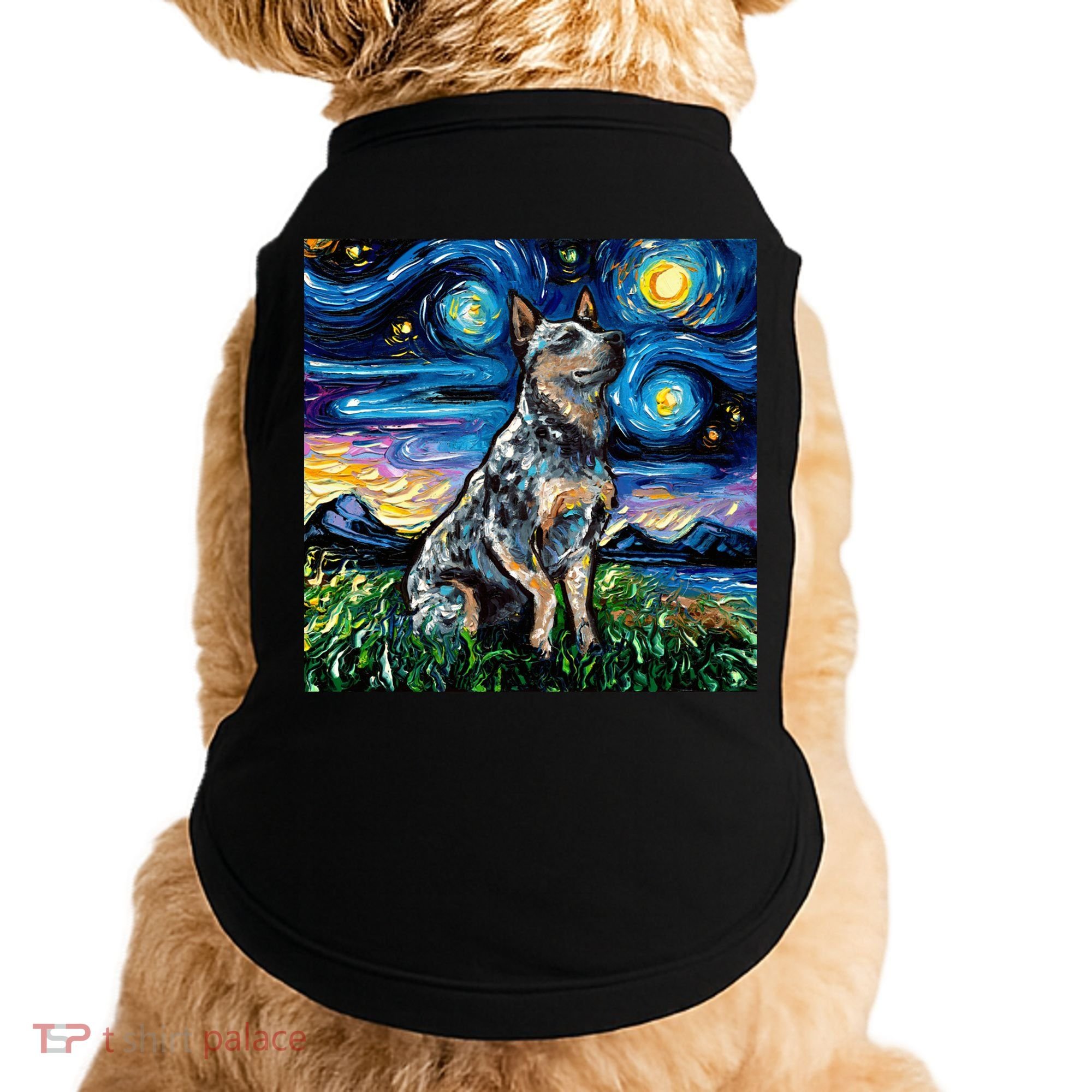 Blue Heeler Starry Night Australian Cattle Dog Art By Aja Cute Gift Doggie Tank