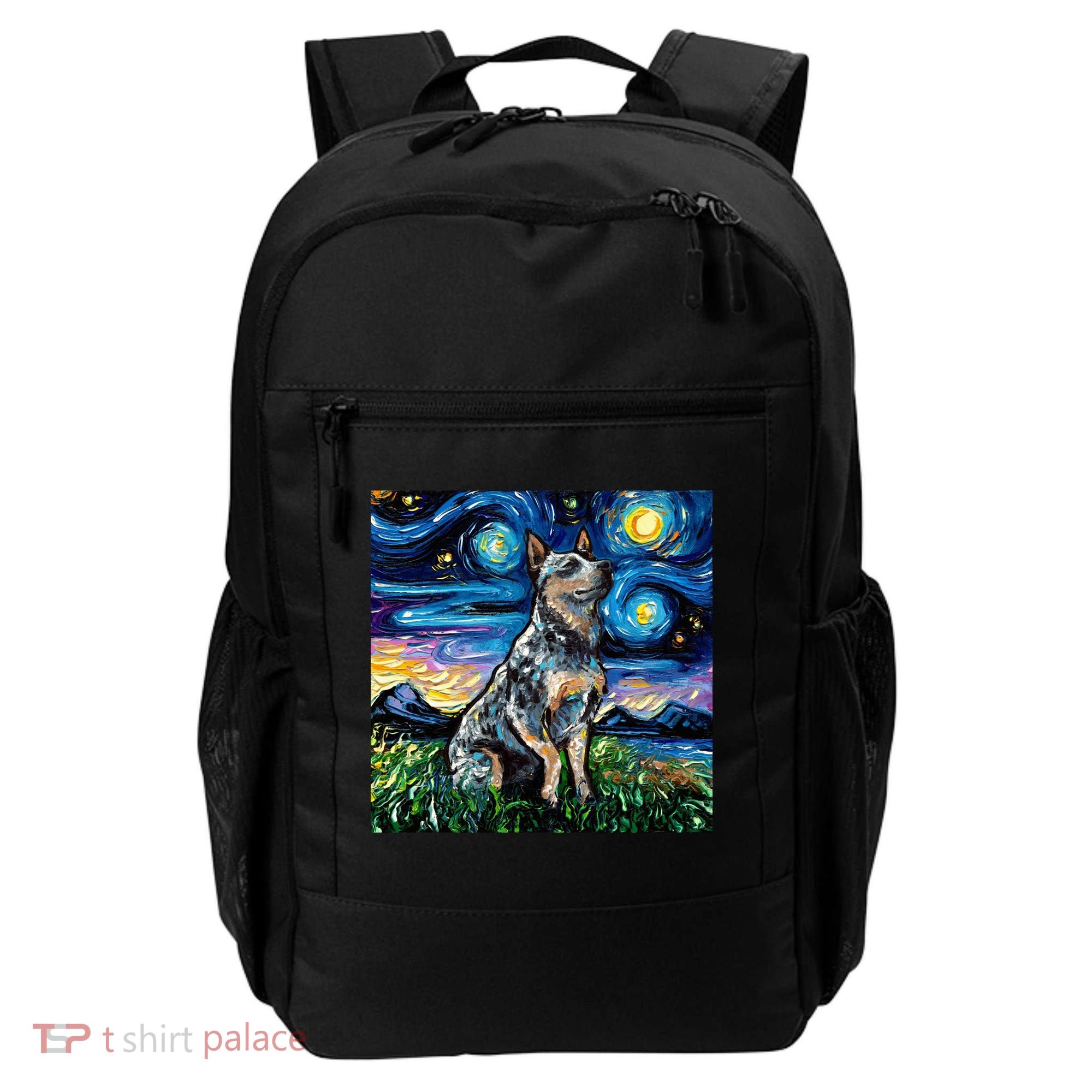 Blue Heeler Starry Night Australian Cattle Dog Art By Aja Cute Gift Backpack