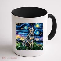 Blue Heeler Starry Night Australian Cattle Dog Art By Aja Cute Gift Coffee Mug thumb 1