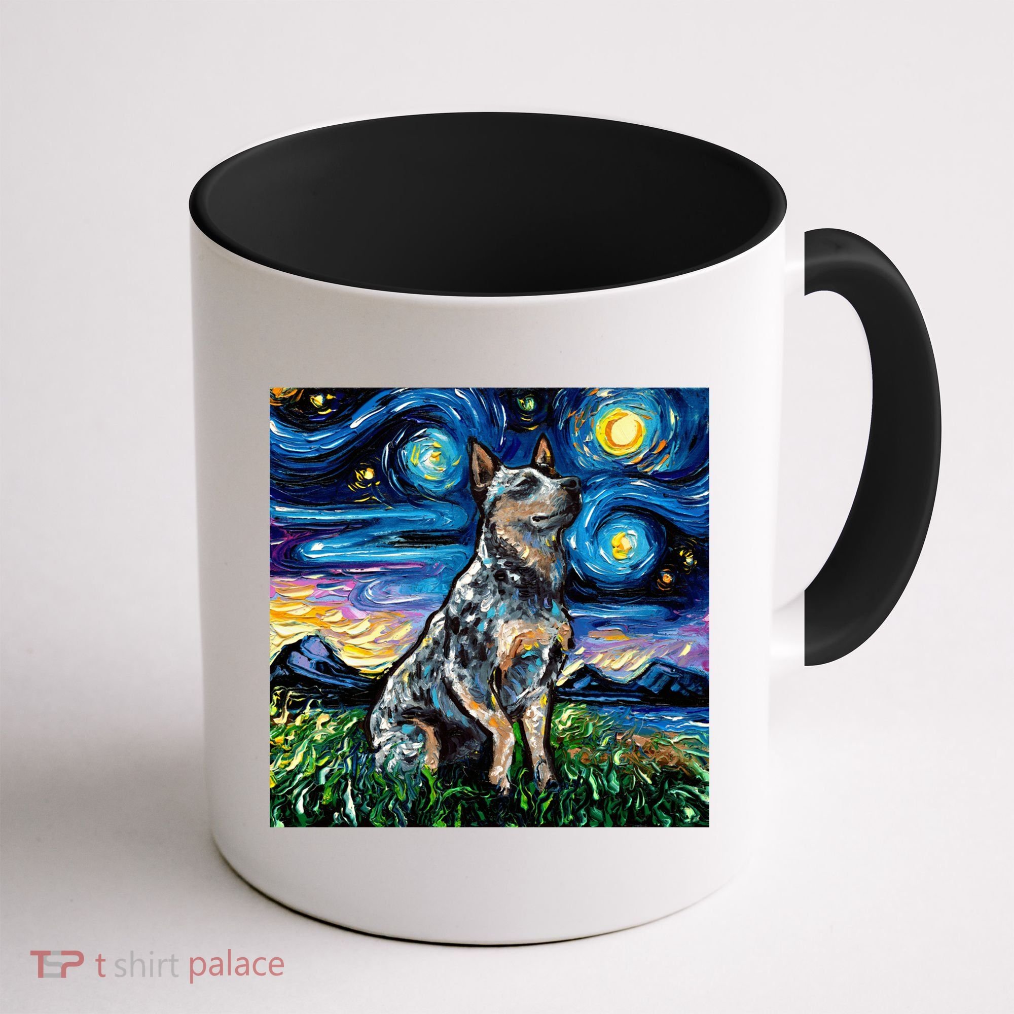 Blue Heeler Starry Night Australian Cattle Dog Art By Aja Cute Gift Coffee Mug