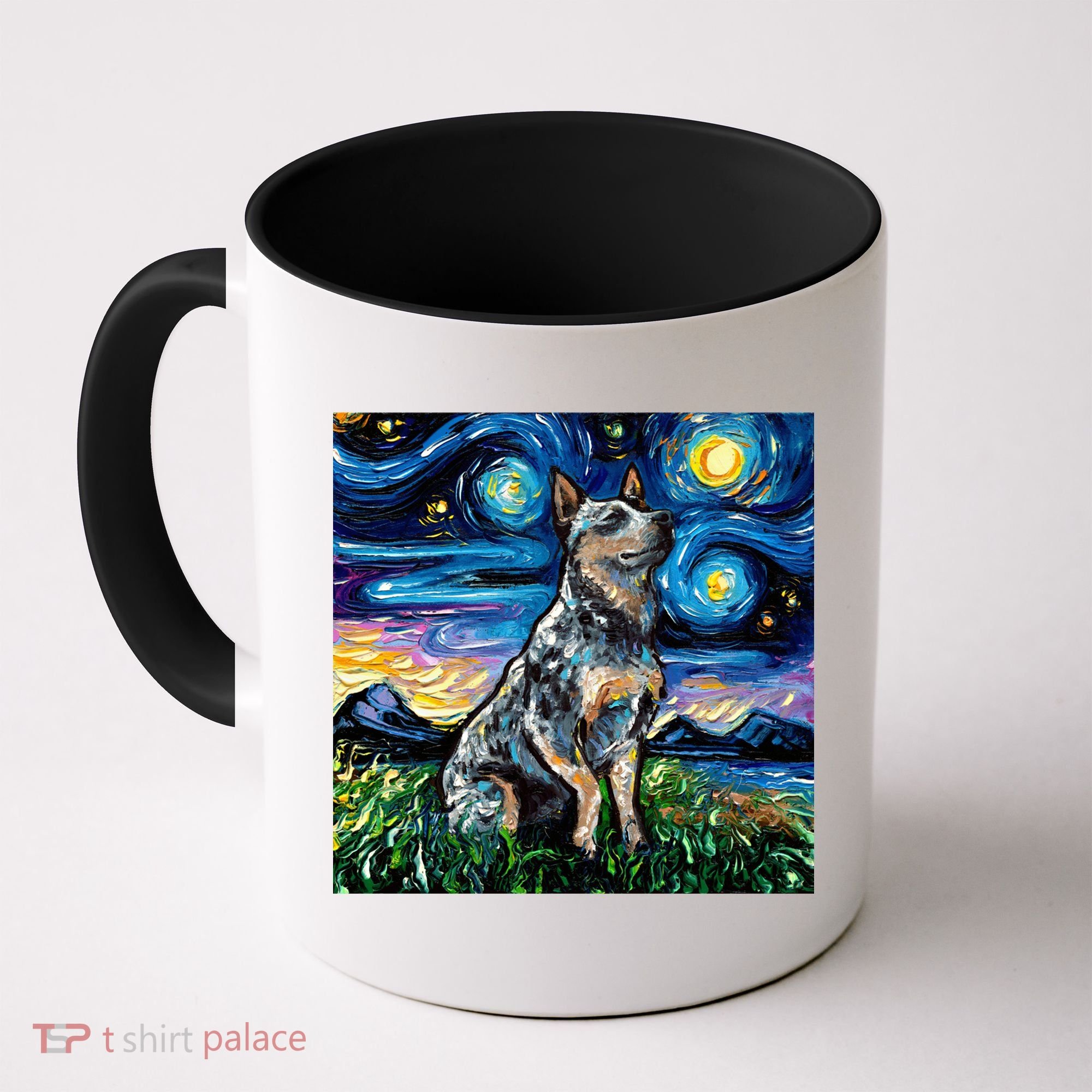 Blue Heeler Starry Night Australian Cattle Dog Art By Aja Cute Gift Coffee Mug