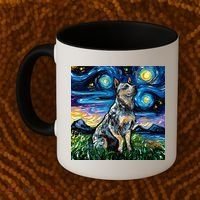Blue Heeler Starry Night Australian Cattle Dog Art By Aja Cute Gift Coffee Mug thumb 2