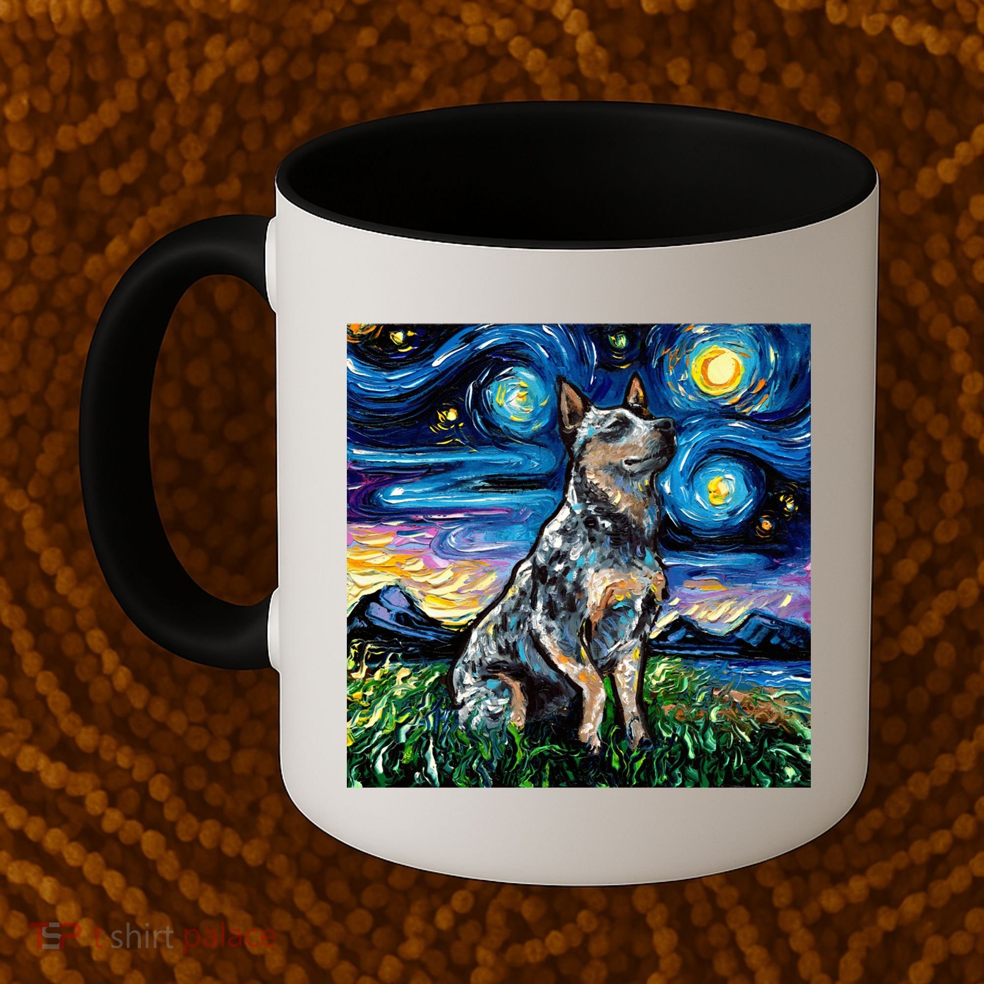 Blue Heeler Starry Night Australian Cattle Dog Art By Aja Cute Gift Coffee Mug
