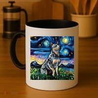 Blue Heeler Starry Night Australian Cattle Dog Art By Aja Cute Gift Coffee Mug thumb 4