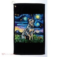 Blue Heeler Starry Night Australian Cattle Dog Art By Aja Cute Gift Golf Towel thumb 0