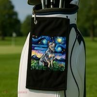 Blue Heeler Starry Night Australian Cattle Dog Art By Aja Cute Gift Golf Towel thumb 2