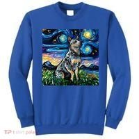 Blue Heeler Starry Night Australian Cattle Dog Art By Aja Cute Gift Sweatshirt thumb 0
