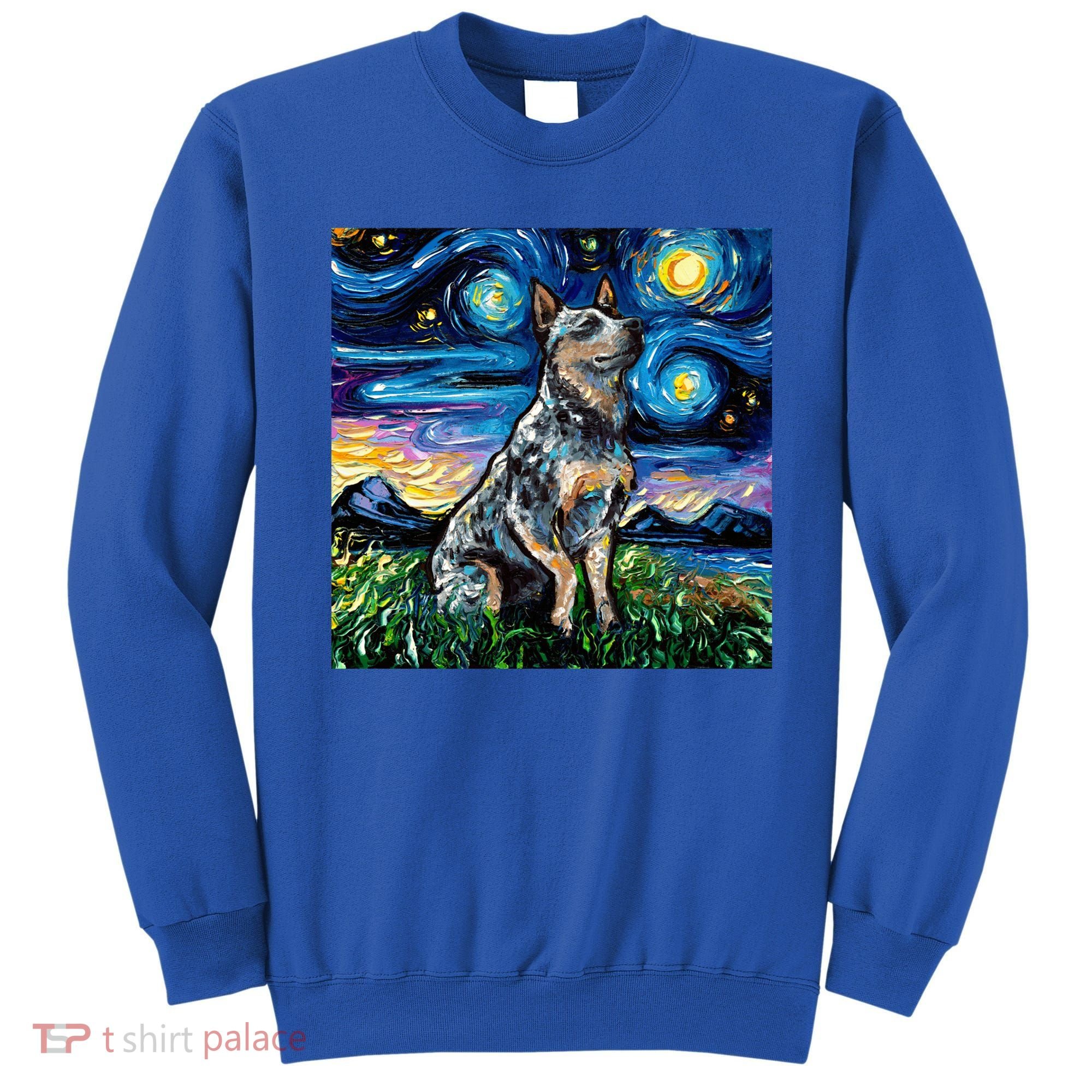 Blue Heeler Starry Night Australian Cattle Dog Art By Aja Cute Gift Sweatshirt