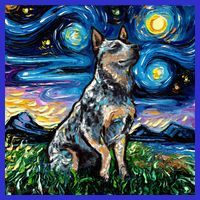 Blue Heeler Starry Night Australian Cattle Dog Art By Aja Cute Gift Sweatshirt thumb 3