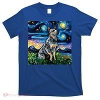 Blue Heeler Starry Night Australian Cattle Dog Art By Aja Cute Gift T-Shirt thumb 0