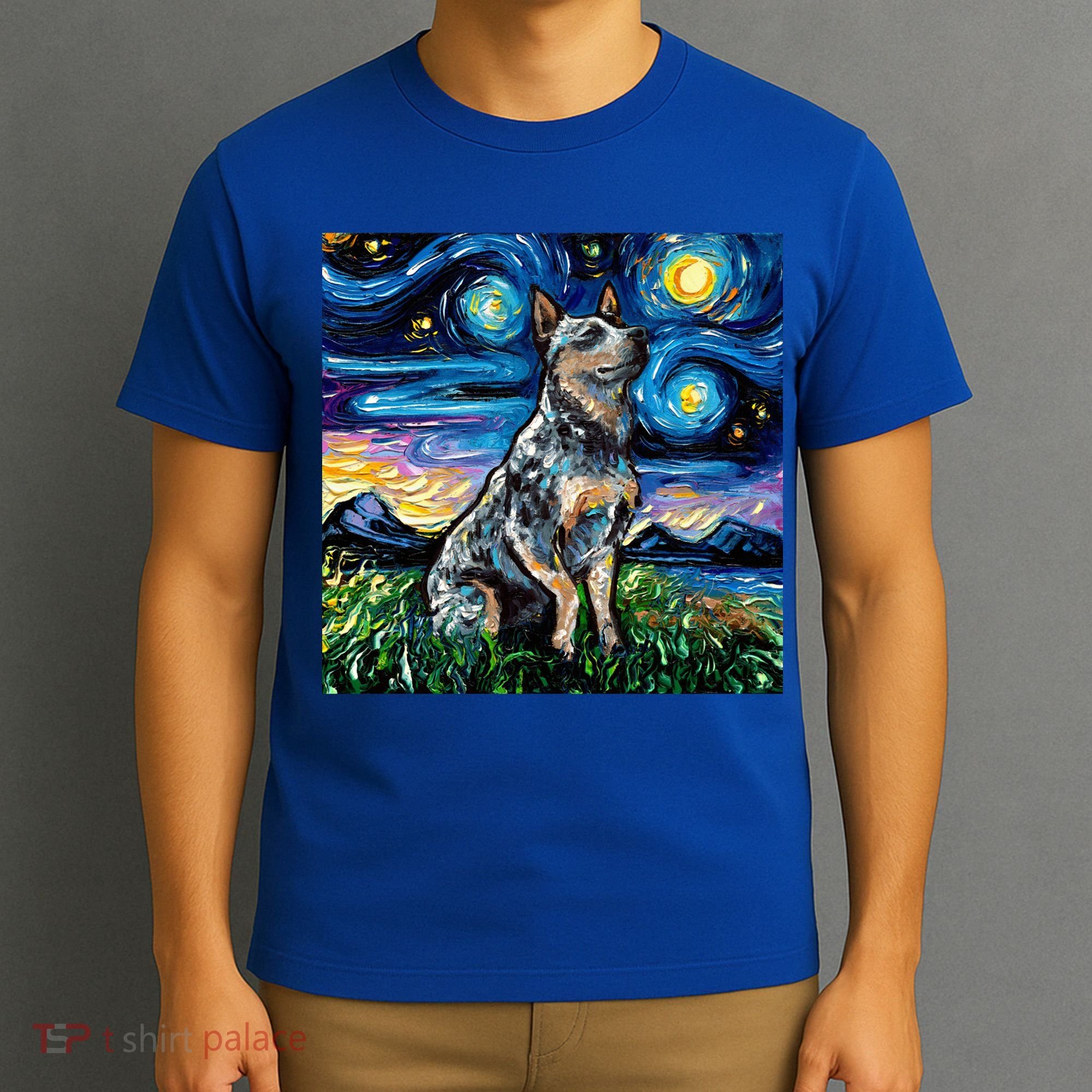 Blue Heeler Starry Night Australian Cattle Dog Art By Aja Cute Gift T-Shirt