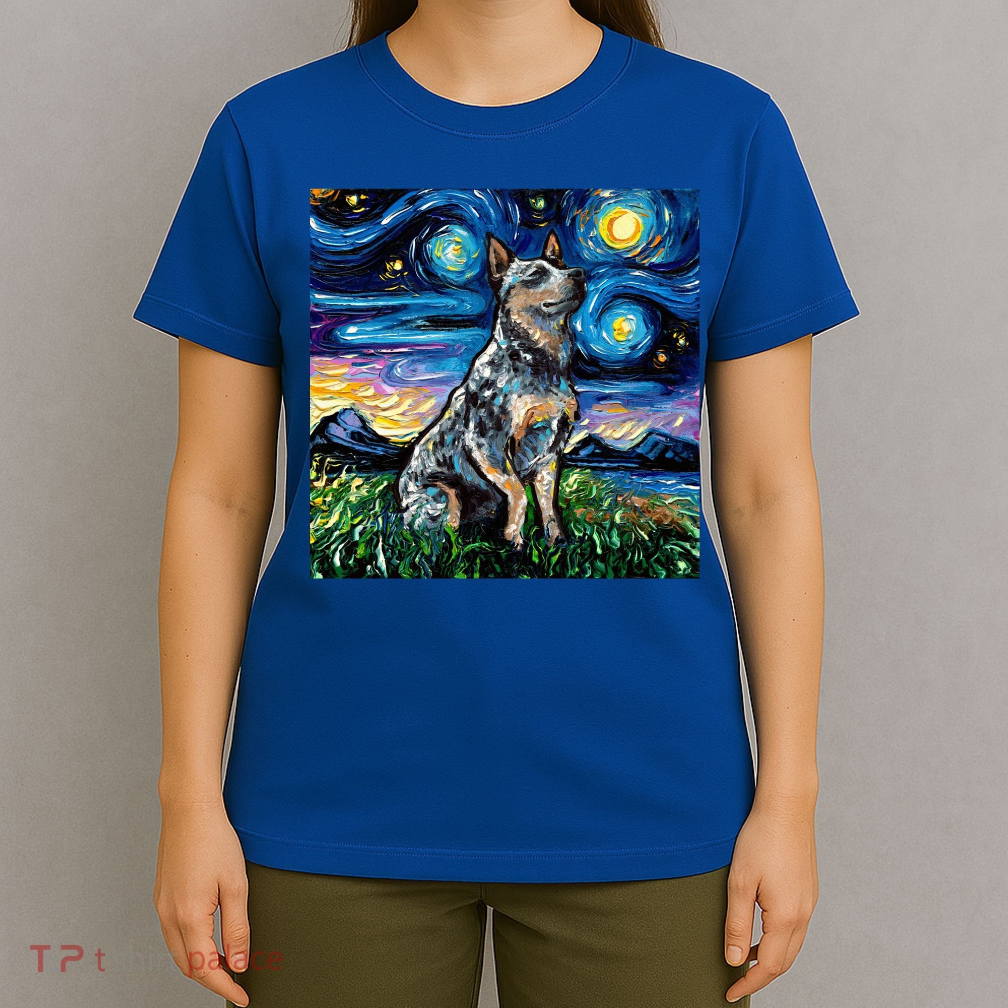 Blue Heeler Starry Night Australian Cattle Dog Art By Aja Cute Gift T-Shirt