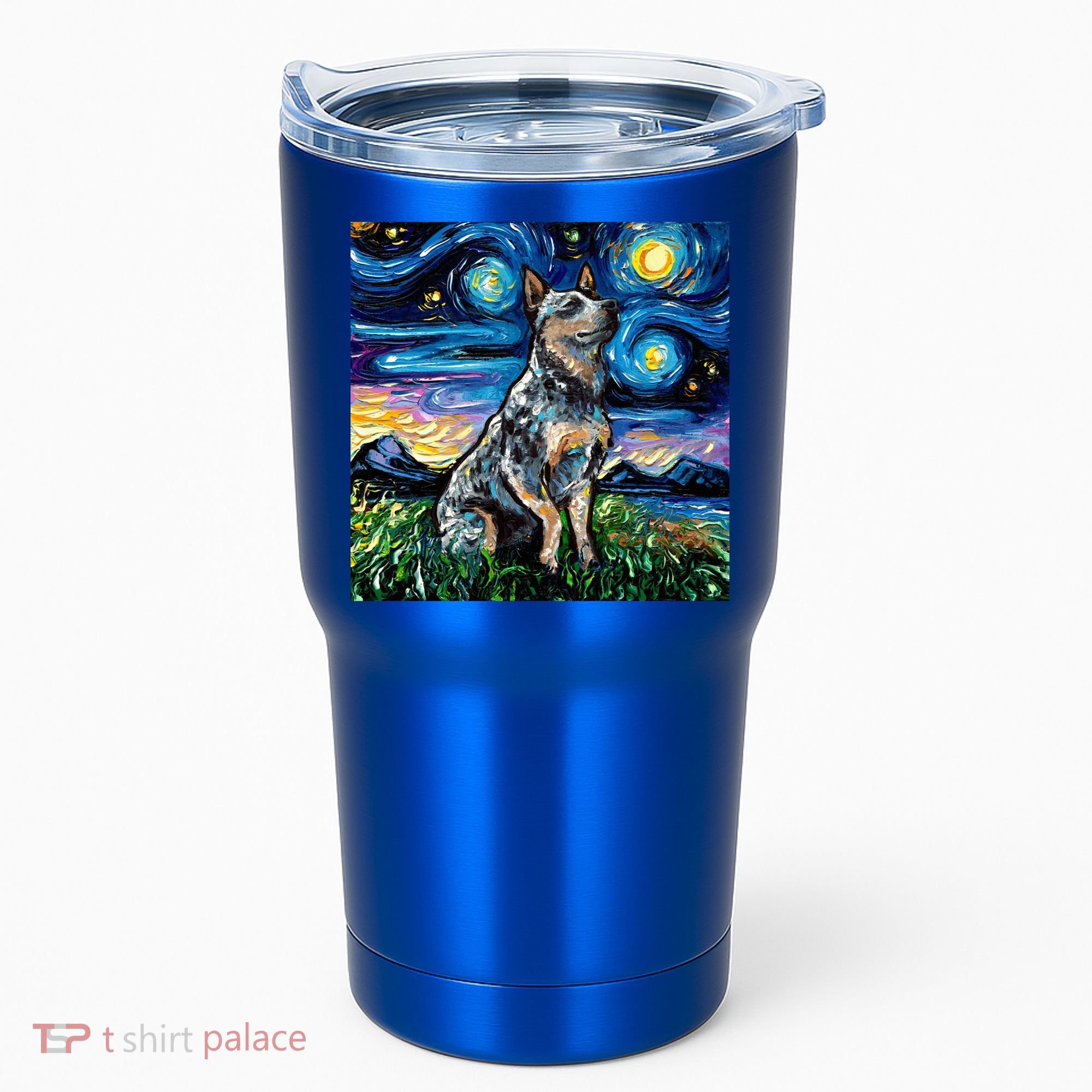 Blue Heeler Starry Night Australian Cattle Dog Art By Aja Cute Gift Tumbler