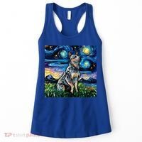 Blue Heeler Starry Night Australian Cattle Dog Art By Aja Cute Gift Women's Tank Top thumb 0