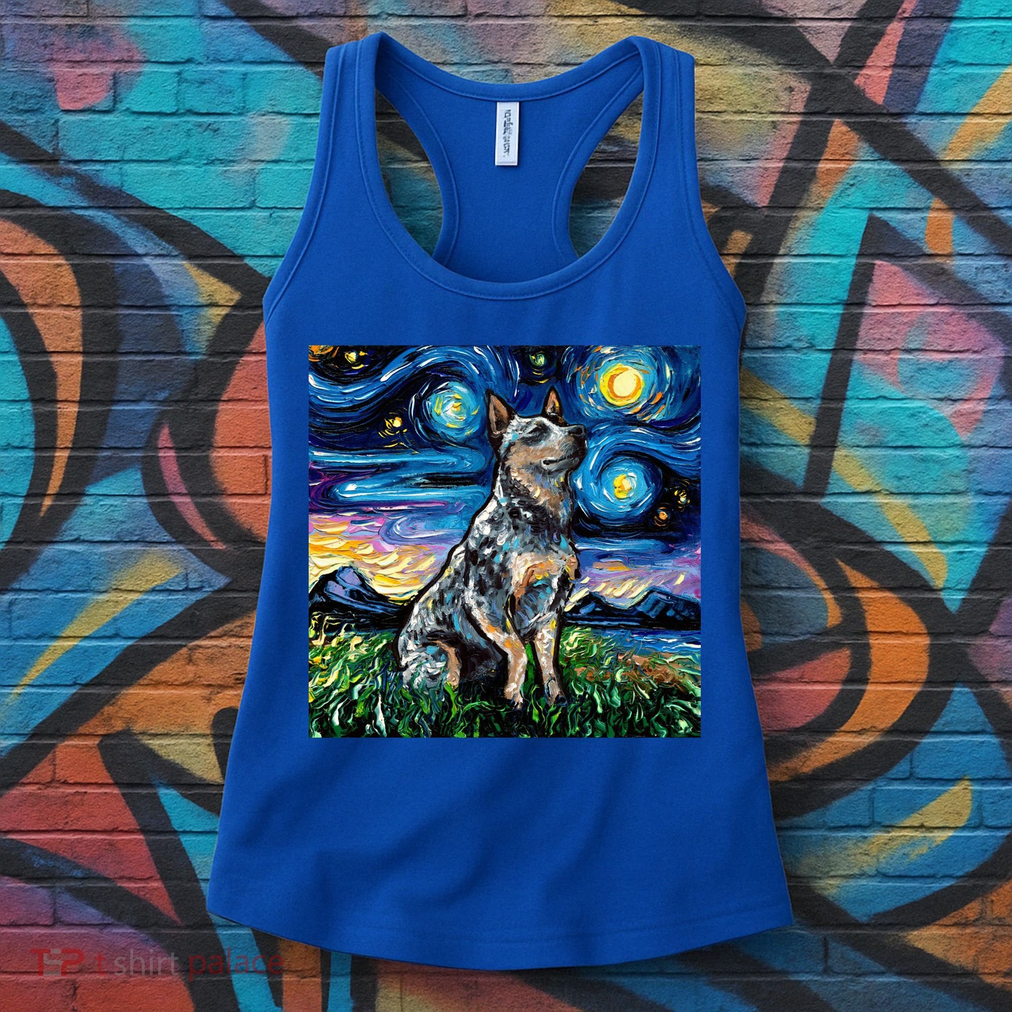 Blue Heeler Starry Night Australian Cattle Dog Art By Aja Cute Gift Women's Tank Top