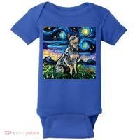 Blue Heeler Starry Night Australian Cattle Dog Art By Aja Cute Gift Baby Bodysuit thumb 0