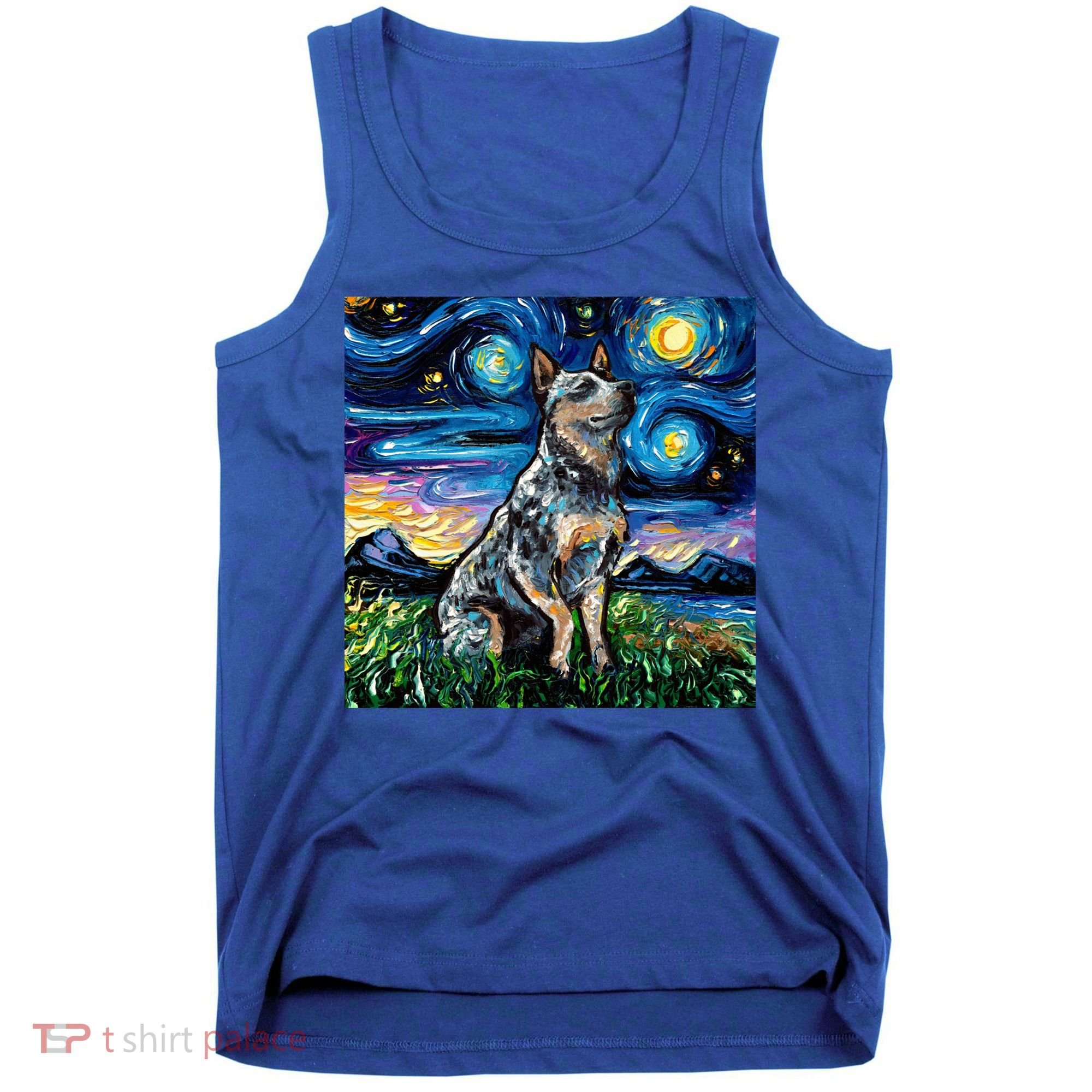 Blue Heeler Starry Night Australian Cattle Dog Art By Aja Cute Gift Tank Top