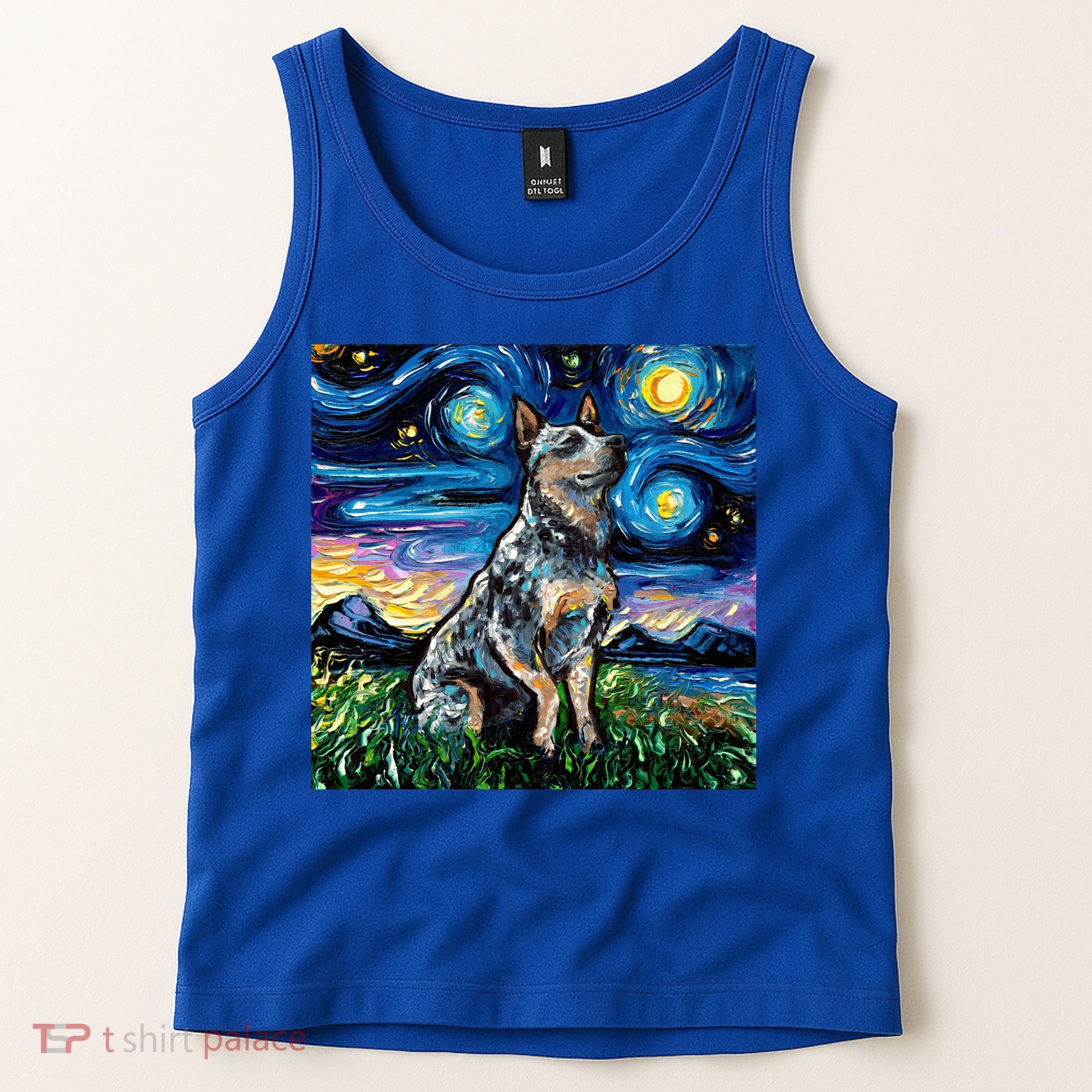 Blue Heeler Starry Night Australian Cattle Dog Art By Aja Cute Gift Tank Top
