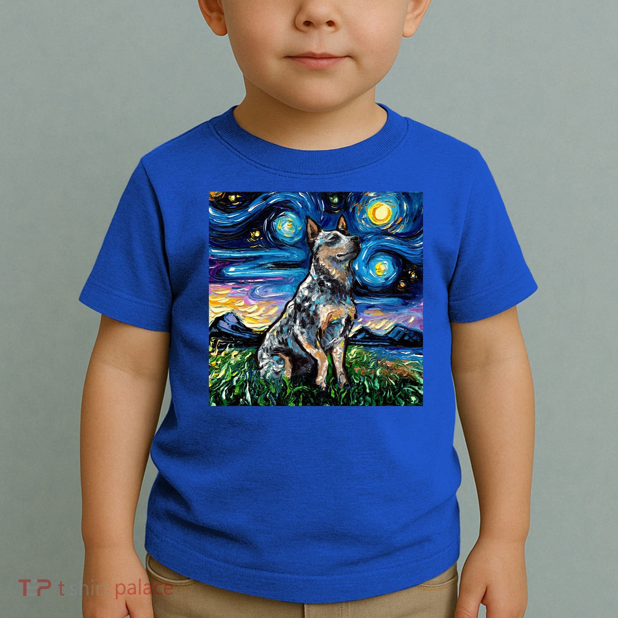 Blue Heeler Starry Night Australian Cattle Dog Art By Aja Cute Gift Toddler T-Shirt