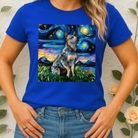 Blue Heeler Starry Night Australian Cattle Dog Art By Aja Cute Gift Women's T-Shirt thumb 2
