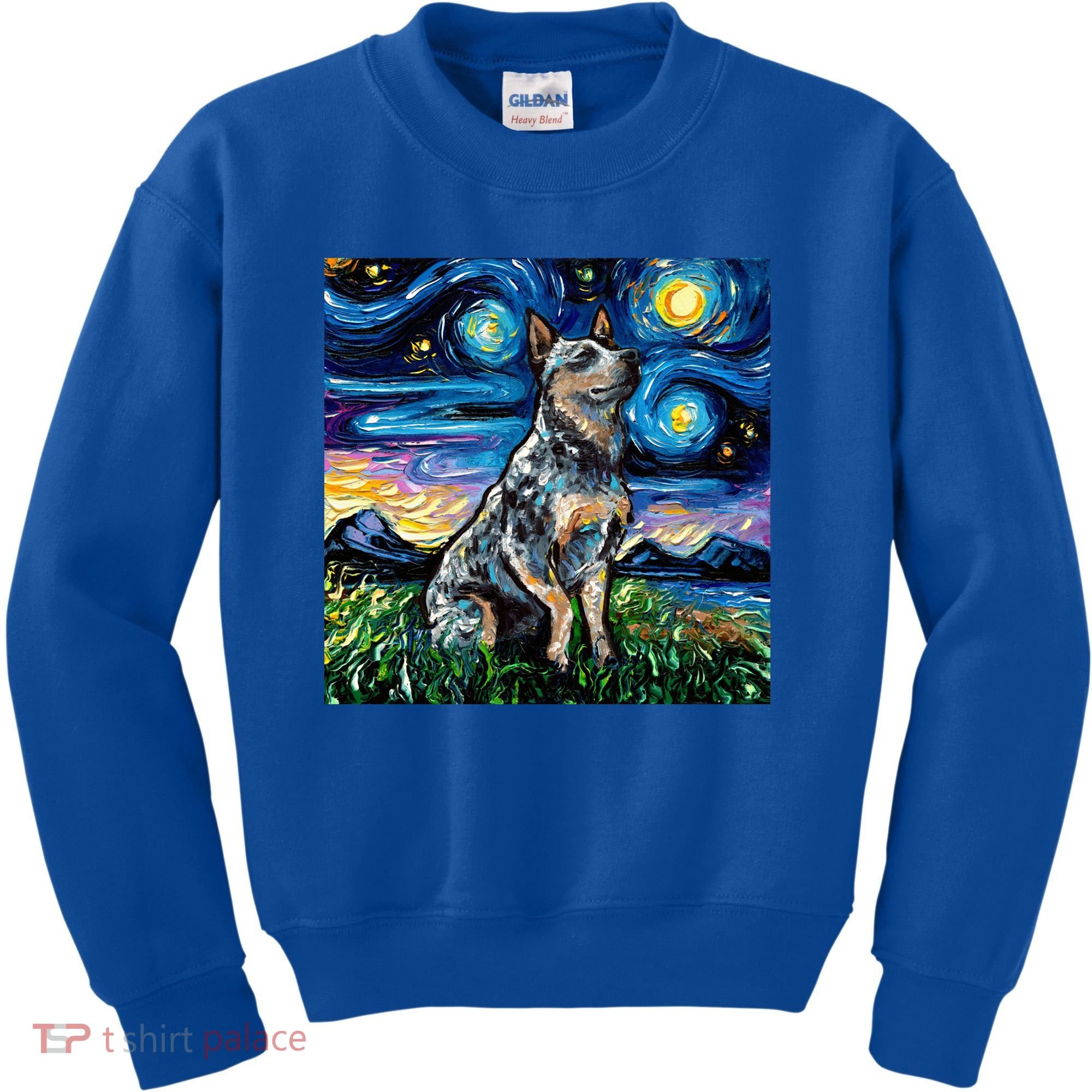 Blue Heeler Starry Night Australian Cattle Dog Art By Aja Cute Gift Kids Sweatshirt